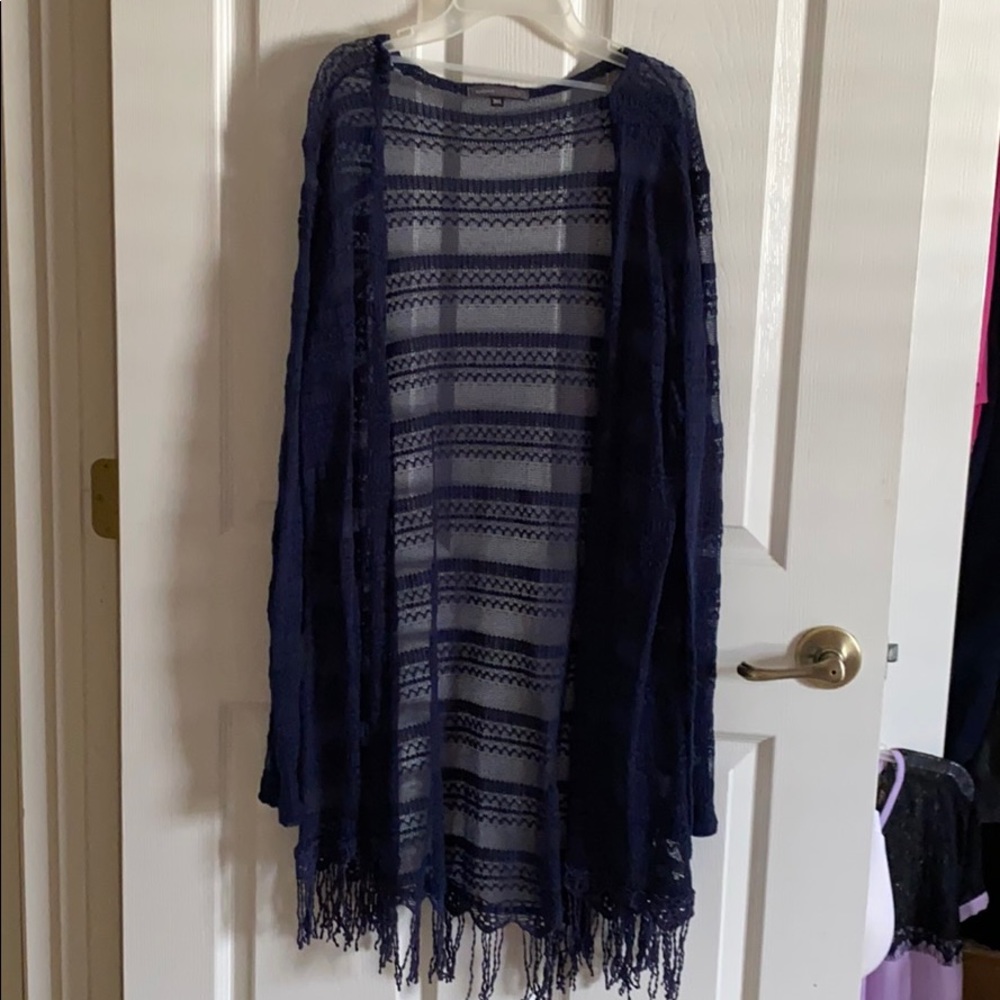 Navy blue thin/knitted long cardigan